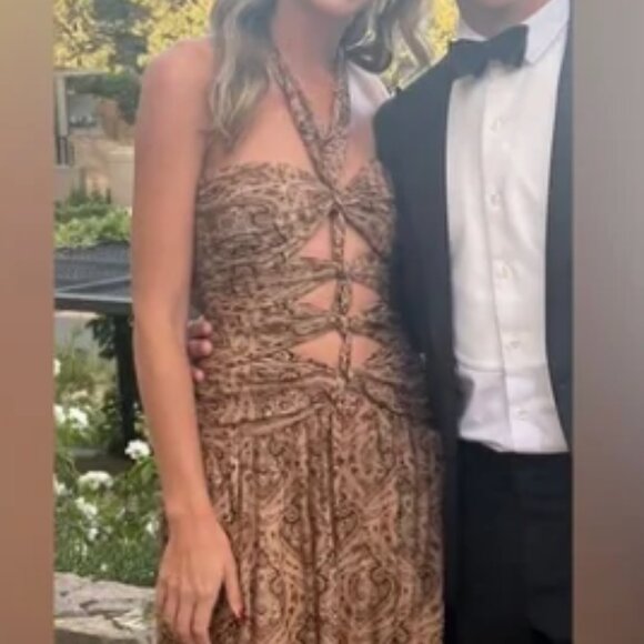 Ronny Kobo Clarice Dress - Paisley Cut Out Halter Gown - Size S - Picture 4 of 4